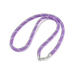 Purple Ployester Core-Wrapped Round Cord Necklace Making, with Brass Finding, Platinum, Purple, 17.72x0.18 inch(45x0.45cm)
