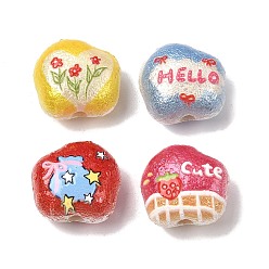 (52) Непрозрачная лаванда Акриловые бусины с принтом и матовой поверхностью, разнообразные, текстура, разноцветные, 14.5x15.5x9.5 мм, отверстие : 2 мм