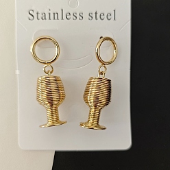 Золотой Бокал для вина 304 серьги-гвоздики из нержавеющей стали, золотые, 50 мм