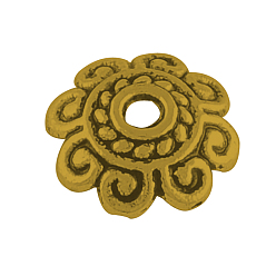 Antique Golden 8-Petal Flower Alloy Bead Caps, Tibetan Style, Cadmium Free & Lead Free , Antique Golden, 8x2mm, Hole: 1.5mm