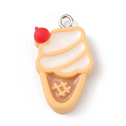 Белый Навахо Непрозрачные подвески из искусственной смолы, с платиновыми тоновыми железными петлями, вишневое мороженое, навахо белый, 27.5x15.5x6.5 мм, отверстие : 2 мм