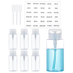 Прозрачный Пустые пластиковые бутылки из-под пресс-насоса, с самоклеящимися наклейками и пластиковыми одноразовыми пипетками для переноса, прозрачные, 6.1x15.7 см, емкость: 300 мл (10.15 жидких унций)