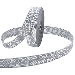 Серый Винтажная жаккардовая лента из полиэстера, плетеная лента с вышивкой, серые, 1-1/8 дюйм (30 мм), около 27.34 ярдов (25 м) / рулон