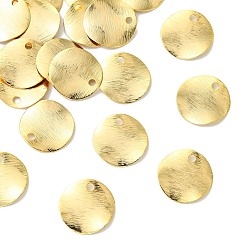 Golden SHEGRACE Brass Pendants, Round Charms, Stamping Blank Tag, Brushed Finish, Cadmium Free & Lead Free & Nickel Free, Golden, 15x1mm, Hole: 1.8mm