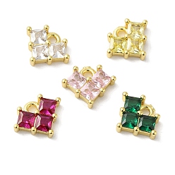 (52) Непрозрачная лаванда Настоящая позолоченная подвеска из латуни с микропаве из кубического циркония, долговечный, без свинца и без кадмия, сердце, разноцветные, 18 мм, отверстие : 8x10x2.5 мм