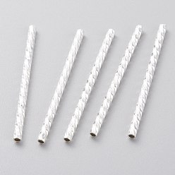 Посеребрённый Бисера латунной трубки, долговечный, граненый трубки, 925 серебро покрытием, 35x2 мм, отверстие : 1.2 мм