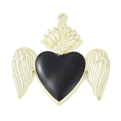 Золотой Стойки обшивки сплава эмали подвески, без кадмия, без никеля и без свинца, Священное сердце с подвеской в виде крыльев, золотые, 38.5x37.5x3.5 мм, отверстие : 1.6 мм
