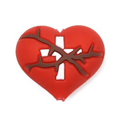Сердце Пищевые экологически чистые силиконовые фокусные шарики, красные, сердце, 25x29x15.5 мм, отверстие : 2 мм