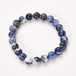 Sodalite Natural Sodalite Beaded Stretch Bracelets, Round, 2-1/8 inch(55mm), Bead: 8~9mm
