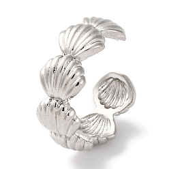 Платина Кольца-манжеты из латуни с покрытием в форме ракушки для женщин, без свинца и без кадмия, долговечный, платина, 8.5 мм