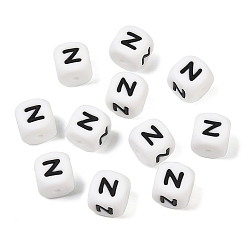 Letter N 20белые силиконовые бусины в виде кубических букв 12x12x12мм квадратные бусины с алфавитом в виде кубиков с 2прокладкой для отверстий мм мм свободные бусины с буквами для браслета, ожерелья, ювелирных изделий, letter.n, 12 мм, отверстие : 2 мм