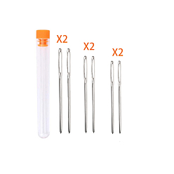 Коралловый Иглы из железной пряжи, тупые иглы с большим ушком, для вышивки крестом, вязание, вышивка лентами, с пластиковой бутылкой для хранения, платина, коралл, 53~70x1.6~2 мм, 6 шт / комплект