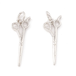 Платина Латунные подвески, с прыжковых колец, без кадмия и без свинца, долговечный, ножницы, платина, 20x7x2 мм, отверстие : 3 мм