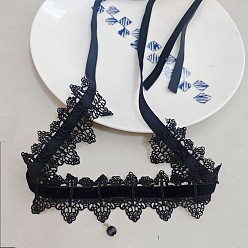 Черный Женские ожерелья-чокеры из полиэстерового цветочного кружева с узлом-оберткой, чёрные, 11.81 дюйм (30 см)