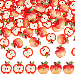 Красный 60 шт 2 стили кабошоны из смолы, имитация еды, яблоко, красные, 19x18x6 мм, 30 шт / стиль