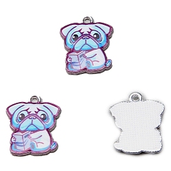 Темно-Голубой Подвески из эмали и сплава, милый мопс с подвеской в виде книги, платина, глубокое синее небо, 19x15.9x2.2 мм, 100 шт / комплект