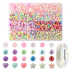 (52) Непрозрачная лаванда Наборы для изготовления браслетов своими руками, разноцветные, бусины : 6~9x6~9.5x4~6 мм, отверстие : 1~2 мм, 1290 шт / комплект