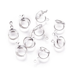 Нержавеющая Сталь Цвет Устойчив к потускнению 316 оправа для подвесок из хирургической нержавеющей стали, настройки открытой спины, плоско-круглые, цвет нержавеющей стали, лоток : 6 мм, 12.5x7.5 мм, отверстие : 1 мм