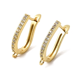 Золотой Латунные серьги-кольца из прозрачного кубического циркония, с горизонтальными петлями, запереть, золотые, 22x14x3 мм, отверстие : 1.4 мм, штифты : 1 мм