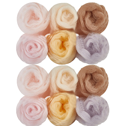 (52) Непрозрачная лаванда 18 шт. 6 цвета шерстяной ровинг своими руками, материалы для игольного валяния, разноцветные, 160x90x3 мм, 3 шт / цвет