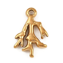 Золотой Подвески в форме кораллов из нержавеющей стали с морскими животными 304, золотые, 13.5x9x2 мм, отверстие : 1 мм