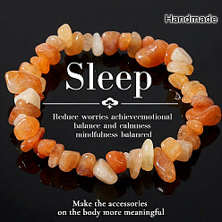 Red Aventurine Natural Red Aventurine Chip Beaded Stretch Bracelets, 6.89 inch(17.5cm)