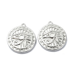 Нержавеющая Сталь Цвет Не тускнеющие 304 подвески из нержавеющей стали, плоский круглый с подвеской в виде глаза Гора, цвет нержавеющей стали, 20x18x3 мм, отверстие : 1.2 мм