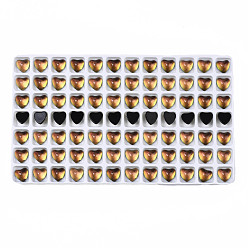 Chocolate Translucent K9 Glass Cabochons, Flat Back, Heart, Chocolate, 7.5x8x4mm, about 84pcs/bag