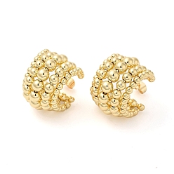 Настоящее золото 16K Круглые серьги-гвоздики из латуни, полукруглые серьги для женщин, реальный 16 k позолоченный, 24x18.5 мм