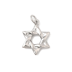 Платина Латунные подвески, звезда Давида, долговечный, без свинца и без кадмия, стойки покрытие, с целью перехода в кольце, платина, 18x13.5x2.5 мм, отверстие : 3.5 мм