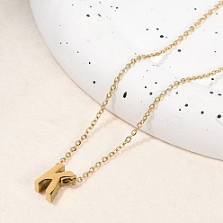 Letter K Ионное покрытие (ip) 304 ожерелья с подвесками из нержавеющей стали, реальный 18 k позолоченный, буквы, Письмо K, 15.94 дюйм(40.5см)~16.14 дюйм(41см)+54мм удлинитель, буквы: 10x7x4 мм.