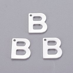 Letter B 201 прелести нержавеющей стали, буквы, серебряный цвет гальваническим, letter.b, 11x9x0.7 мм, отверстие : 1 мм