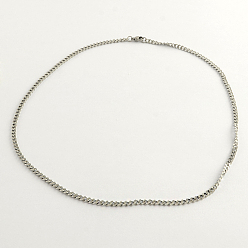 Stainless Steel Color Tarnish Resistant 304 Stainless Steel Curb Chain Necklaces, Stainless Steel Color, 20.4 inch(51.8cm)