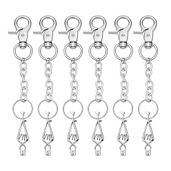 Platinum 12Pcs Iron Clips with Aluminum Cable Chains Glove Clips, with Alloy Swivel Clasps, Platinum, 180mm
