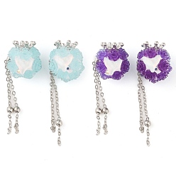 Бледно-бирюзовый Светящиеся бусины из полимерной глины ручной работы со стразами, рыбий хвост из смолы, акриловая роза и цепочка из сплава, корона, бледные бирюзовая, 58~66 мм