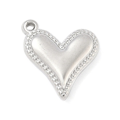 Нержавеющая Сталь Цвет 304 из нержавеющей стали сердце кулоны, анти-тускнение, цвет нержавеющей стали, 16x15x4 мм, отверстие : 1 мм