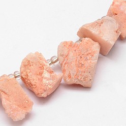 Мокасин Гальванические нити шарик натуральный агат, druzy агат, самородки, окрашенные, мокасин, 22~37x14~17x17~21 мм, отверстие : 1.5 мм, около 8 шт / нитка, 5 дюйм