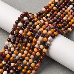Моокаит Природные mookaite бисер нитей, граненые, круглые, 4~4.5 мм, отверстие : 0.7 мм, около 90 шт / нитка, 38 см