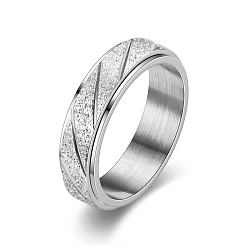 Нержавеющая Сталь Цвет Матовая полоса, не тускнеющая 304 вращающееся кольцо для пальца из нержавеющей стали, Кольцо-спиннер для успокоения беспокойства, медитации, цвет нержавеющей стали, размер США 12 (21.4 мм)