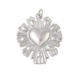 Платина Латунные подвески, чары священного сердца, с целью перехода в кольце, долговечный, без свинца и без кадмия, платина, 30x25.5x4 мм, отверстие : 3.5 мм