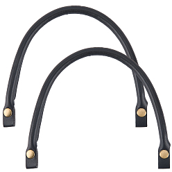 Черный 2шт. ручки для сумок из искусственной кожи, со сплавочной фурнитурой, чёрные, 410x15x13 мм