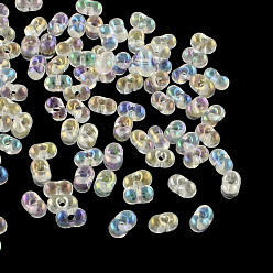 Clear AB MGB Matsuno Glass Beads, Peanut Japanese Seed Beads, Farfalle Butterfly Beads, AB Color Glass Seed Beads, Clear AB, 4x2x2mm, Hole: 0.5mm, about 15000pcs/bag, 450g/bag