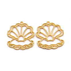 Золотой Подвесные подвески из сплава, для diy уф смолы, эпоксидная смола, Прессованные цветочные украшения, оболочка, золотые, 40x38x2 мм, отверстие : 2.5 мм