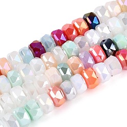(52) Непрозрачная лаванда Гальванические непрозрачные стеклянные бусины, рондель, граненые, разноцветные, 5.5~6.5x3.5~4.5 мм, отверстие : 1~1.4 мм, около 91~100 шт / нитка, 14.17~17.32 дюйм (36~44 см)