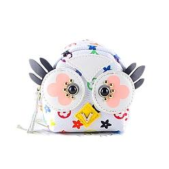 Белый Брелок из искусственной кожи, для женского клатча-кошелька для монет, с кольцом ключевой железа, птица, белые, кошелек: 10x8см