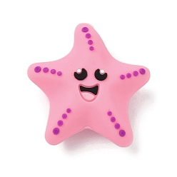 Морская звезда Силиконовые бусины, фокусные бусы, розовые, морская звезда, 27x27x13 мм, отверстие : 2 мм