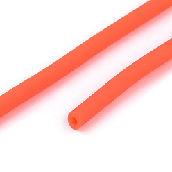 Orange Red Hollow Pipe PVC Tubular Synthetic Rubber Cord, Wrapped Around White Plastic Spool, Orange Red, 4mm, Hole: 2mm, about 16.4 yards(15m)/roll