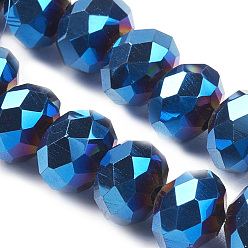 Mixed Color Electroplate Glass Bead Strands, Faceted, Rondelle, Mixed Color, 8x6~7mm, Hole: 1mm, about 68~70pcs/strand, 18.1 inch