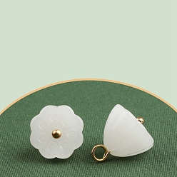 Белый Подвески из смолы, стручок из лотоса, имитация нефрита, белые, 11x10 мм