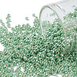 (PF570) PermaFinish Light Green Lime Metallic TOHO 11/0 Round Beads, Japanese Seed Beads, (PF570) PermaFinish Light Green Lime Metallic, 2.2mm, Hole: 0.8mm, about 1110pcs/bottle, 10g/bottle